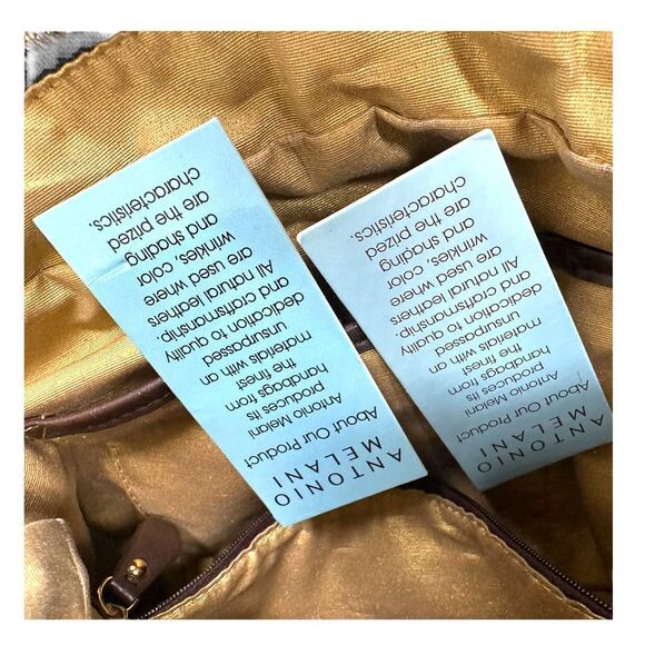 Antonio Melani Navy Leather Zip Bag Hobo Shoulder Bag Y2K Boho Gypsy Braided - Picture 16 of 16